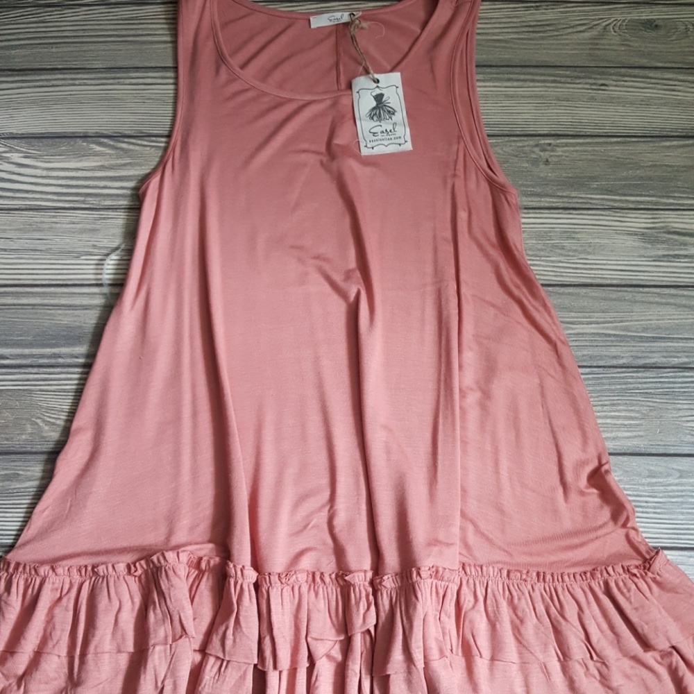 Easel Ruffle Tunic in Blush Sizes  S-L - Picture 2 of 3